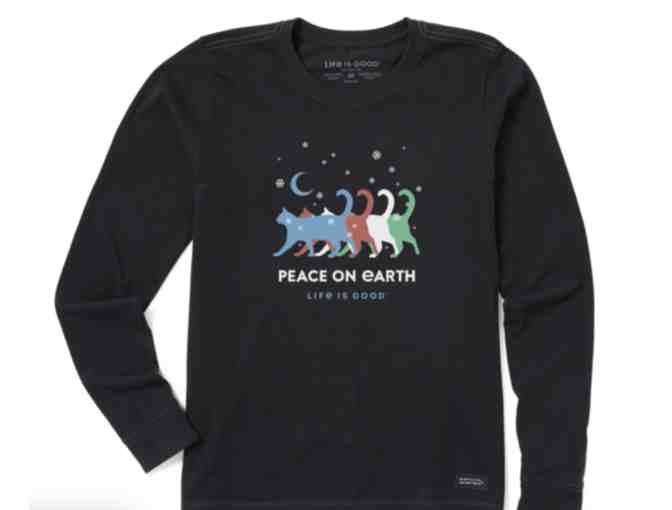 Life is Good Womens Peace on Earth Cats Long Sleeve Crusher Tee - Photo 1