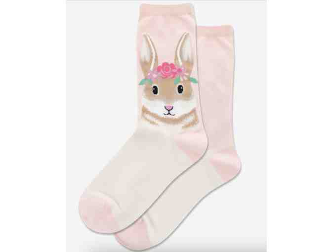 HOTSOX WOMENS FLOWER CROWN BUNNY CREW SOCKS - Photo 1