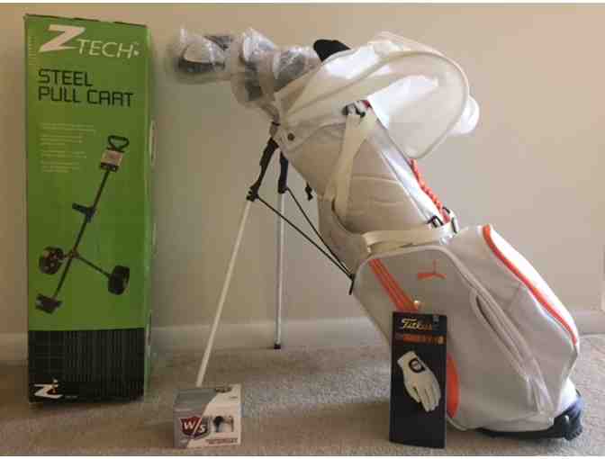 Golf Set: Complete with Bag, Cart, Stand, Gloves and Balls
