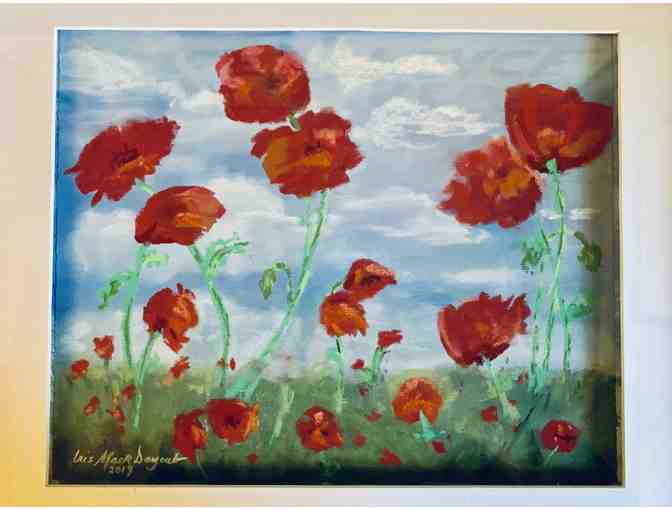 'La Loubiere Poppies #2' Pastel Painting by Iris Mack Dayoub