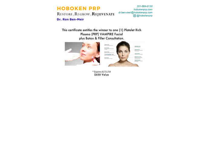Hoboken PRP - Vampire Facial plus Botox and Filler Consultation