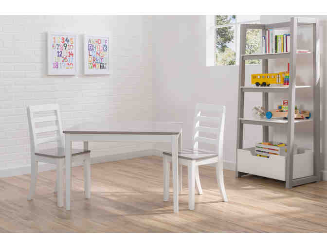 Delta Children Gateway Table and 2 Chairs Set, White/Grey