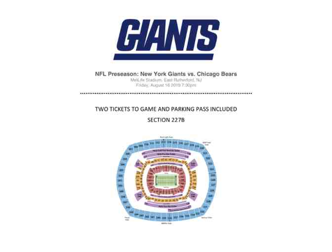 NFL Pre-Season Giants Game - Friday, August 16 2019 7:30pm