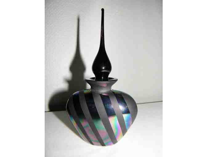 Irridescent Black Atomizer Perfume Bottle & Black Striped Perfume Bottle with Stopper
