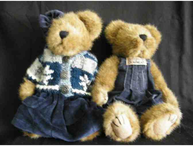Boyd's Bears - Set of 2 Brown Bears with Blue Corduroy & Sweater Outfits - Gently Used