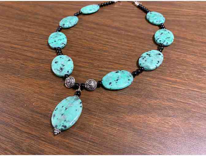 Kiwi Jasper and Onyx Sterling Silver Necklace