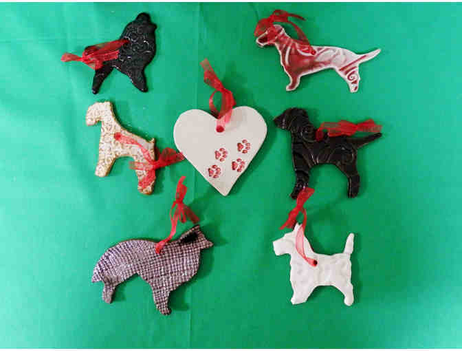 Dog Lover Pottery Ornament Set