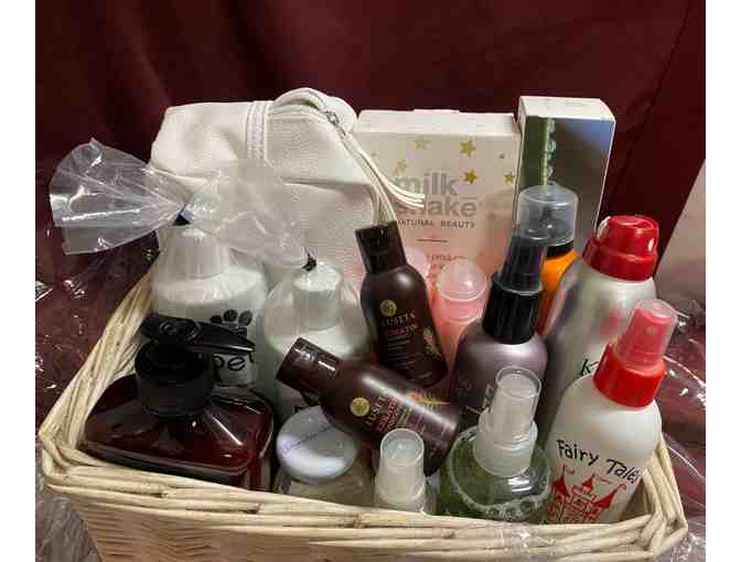 Basket of Hair Care Products and Bath Goodies