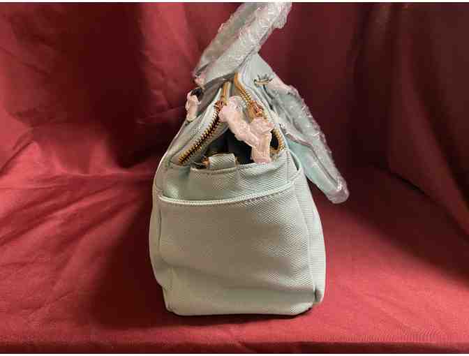 Light Blue Faux Leather Handbag