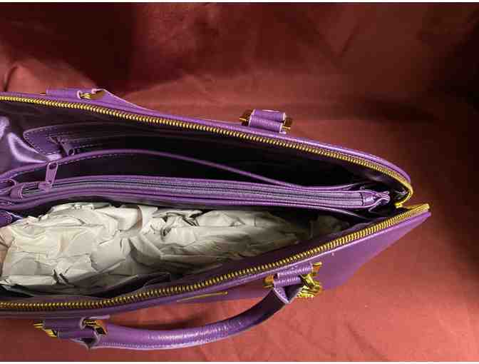 Purple Leather Handbag and Scarf