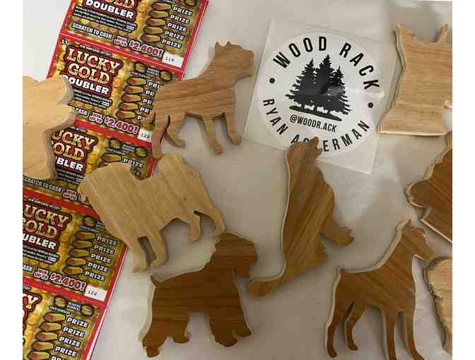 Wooden Dog Shaped Magnets with a $1 NH Scratch Ticket!