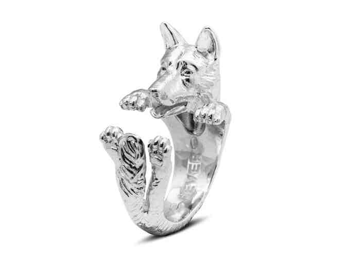 Mountz Jewelers Dog Fever German Shepherd Hug Ring in Sterling Silver Size Medium
