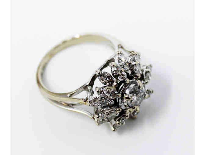 14k White Gold and Diamond Fashion Style Ring
