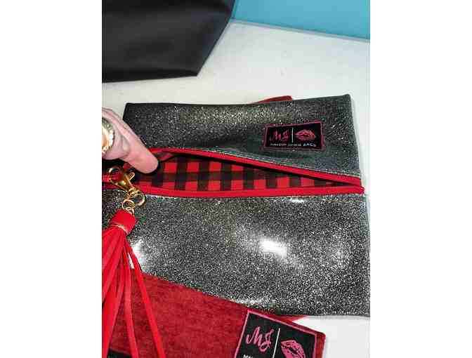 Makeup Junkie Tote a Makeup Bag set In Black Red Combo