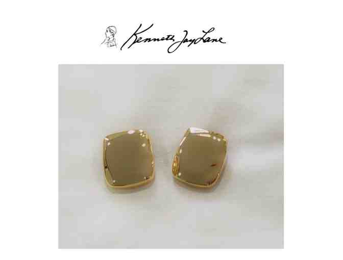 Kenneth Jay Lane - Vintage - Classic Elegant Gold Tone Button Clip Earrings - Photo 1