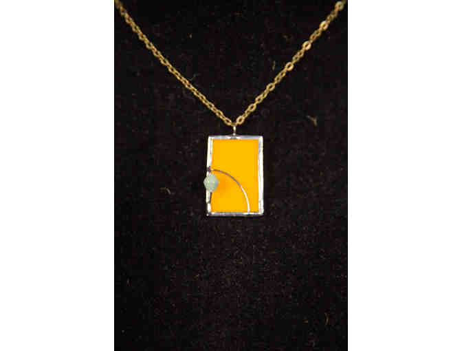 Abstract Stained Glass Pendant with bead