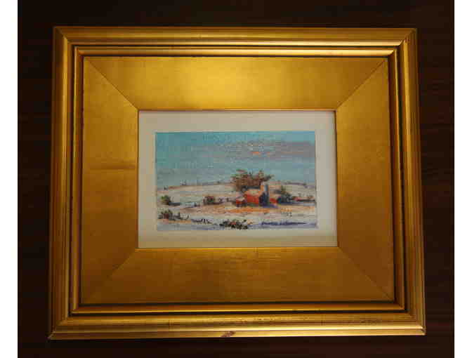 'Winter Homestead' Oil on Canvas Paper donated by Mara Lehman