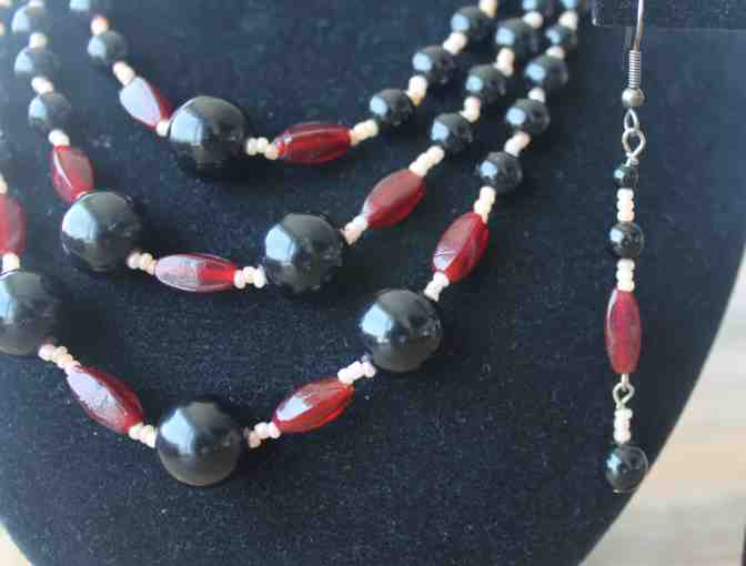 Three Strand Necklace and Earrings Set