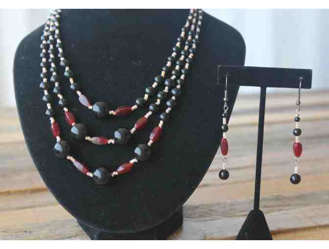 Three Strand Necklace and Earrings Set