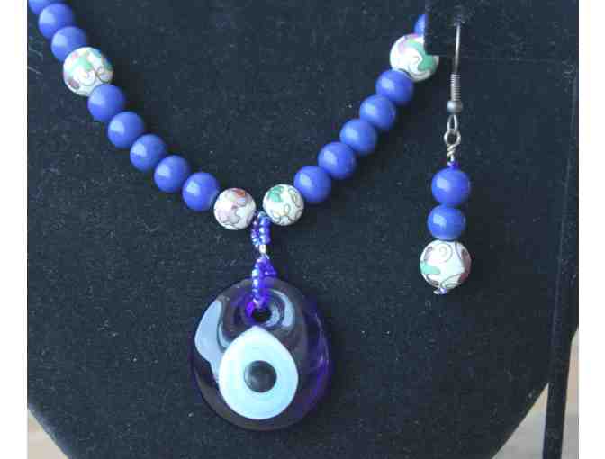 Blue Necklace, Bracelet and Earrings Set