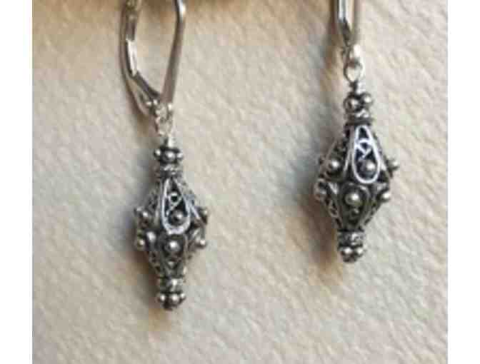 Double Cone Sterling Lattice Earrings