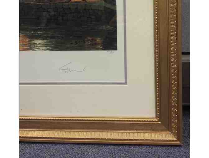 Framed signed print of Stobart's Georgetown: Preparing for a Moonlight Departure