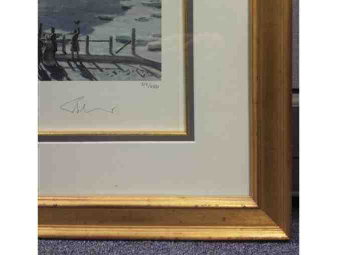 Framed signed print of Stobart's RMS Britannia Departing