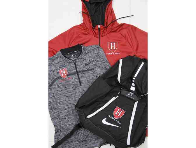 Harvard Track Nike Gear Package - Backpack, 1/4-Zip Pullover & Hooded Zip-Up