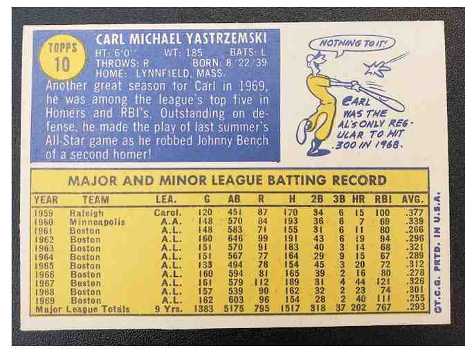 Carl Yastrzemski 1970 Topps Baseball Card