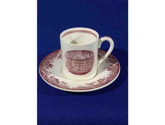Complete Set of Crimson and White Wedgwood Harvard Teacups