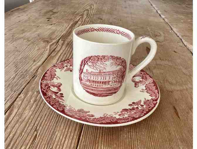 Complete Set of Crimson and White Wedgwood Harvard Teacups