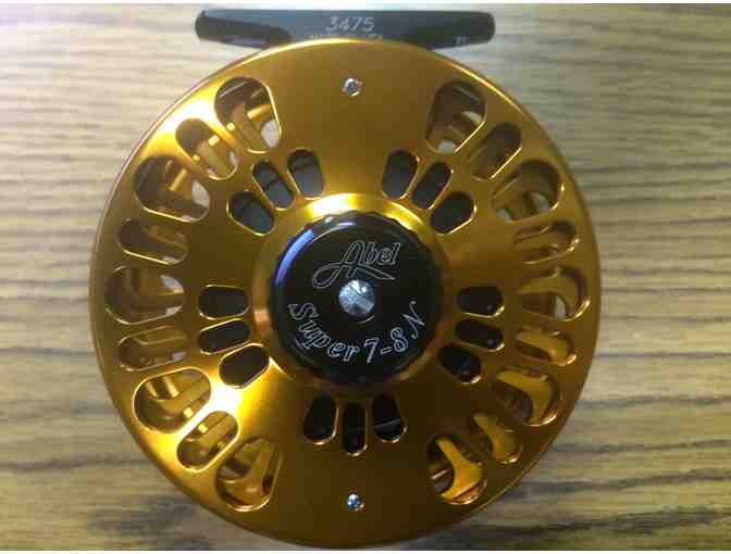 ABEL CUSTOM ANODIZED SUPER 7/8N REEL AND TECH SHIRT WITH PERMIT LOGO