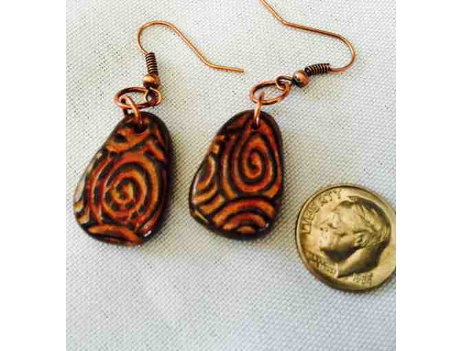 Earrings - Brown and Black Polymer Clay