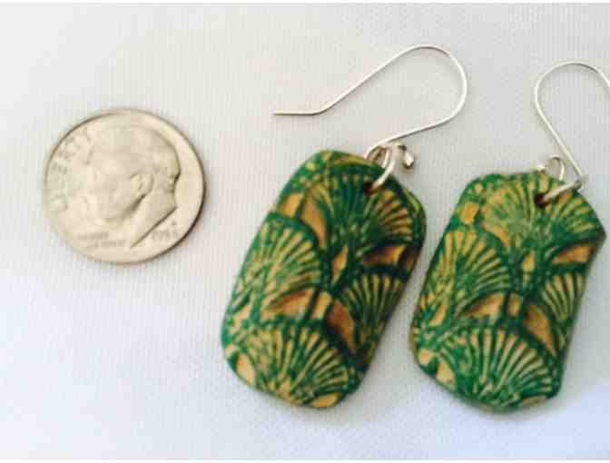 Earrings - Green and Cream Polymer Clay