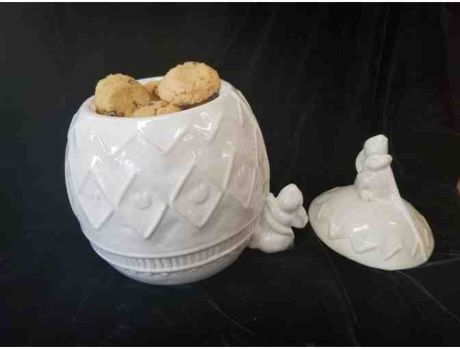 Pier 1 Imports: White Bunny Hosting Cookie Jar