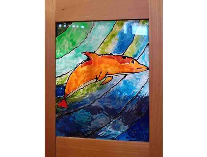 Stained Glass/Wood Folding Screen