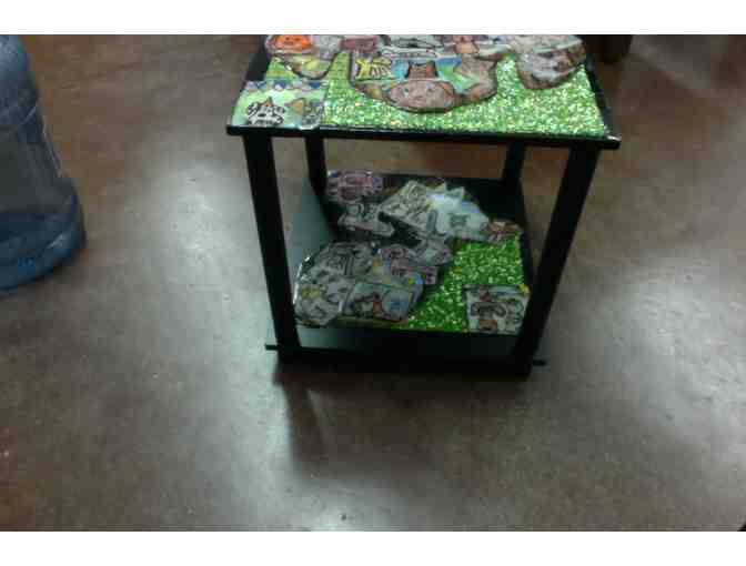 1st and 2nd Graders - Paper Mosaic Dog-Themed End Table