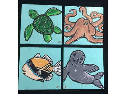 Hand-painted Coaster Set - Ocean Animals