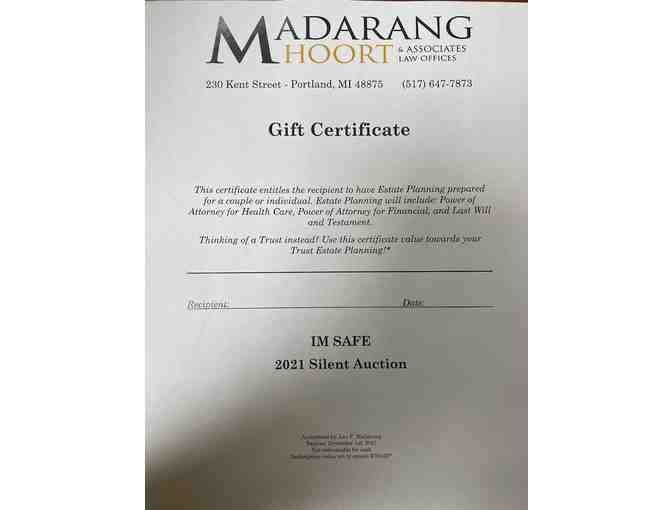 Estate Planning prepared for a couple or individual donated by Leo Madarang