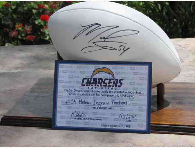 Hand Signed Authenticated Football - San Diego Chargers Linebacker Melvin Ingram
