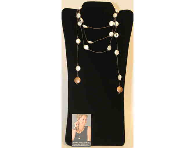Coin Pearl Lariat Necklace