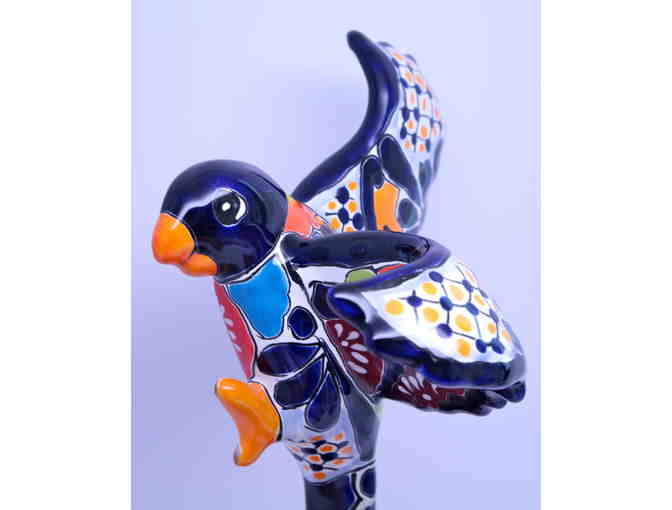 Talavera Mexican Pottery - Parrot & Butterfly Figurines
