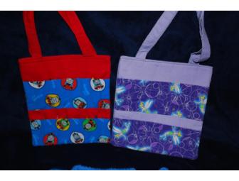 Children's Handknit Sweater & Handmade Tote Bags