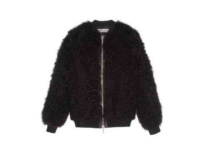 Pologeorgis - Black Chelsea Curly Lamb Bomber Jacket - Size S, M, or L