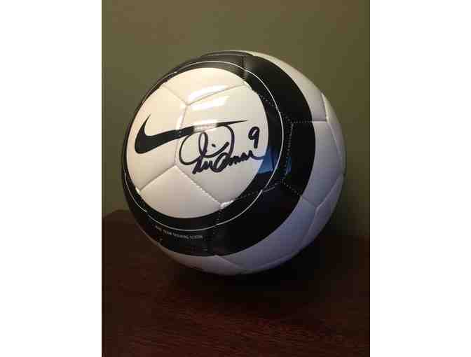 Signed Mia Hamm Soccer Ball and Player Card