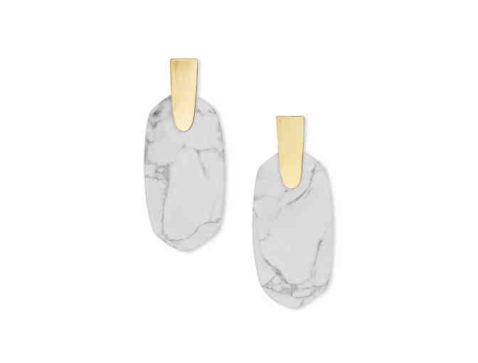 Aragon Gold Drop Earrings In White Howlite - Photo 1