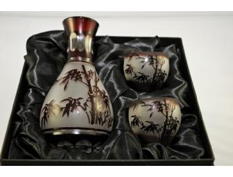Beautiful Hand-Blown Cut Glass Sake Set