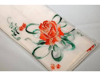 Embroidered Silk Scarf and Carved Wooden Comb