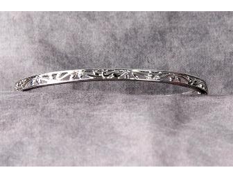 Ladies Sterling Silver Bangle with Channel Set Cubic Zirconia Stones