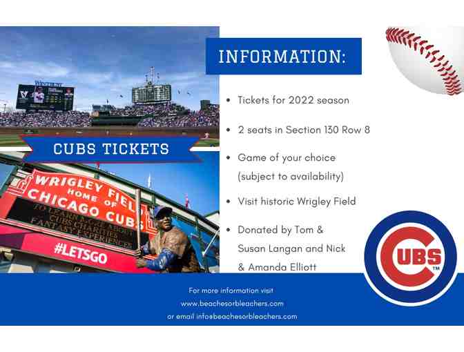 2 Chicago CUBS Tickets - Photo 1